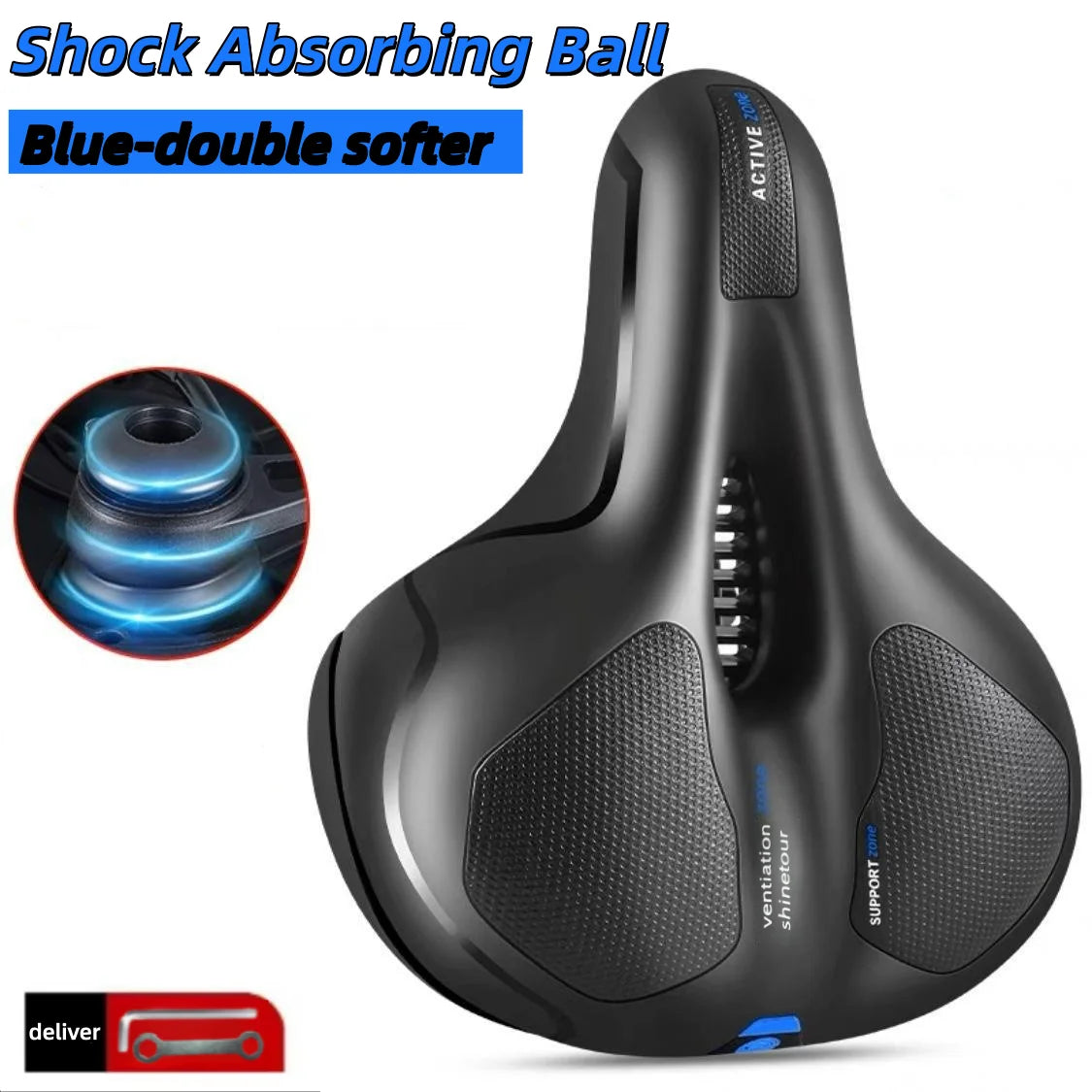Bicycle seat with shock absorption function, ergonomic and comfortable cushion, suitable for daily cycling and traveling.