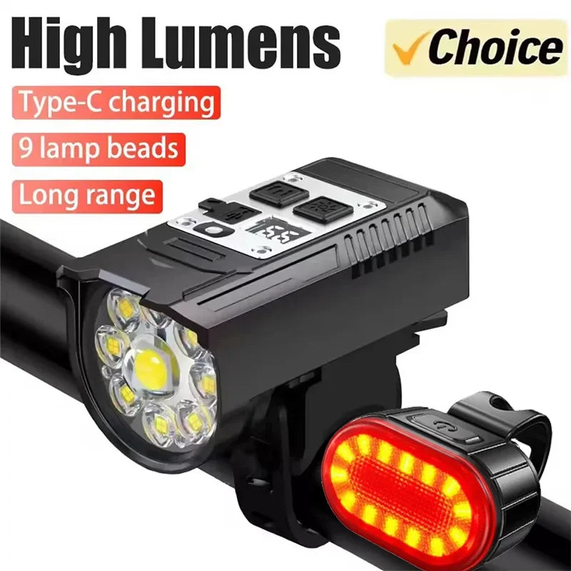 Cycling Light  Bright Bicycle Front/Tail Light Rechargeable Bike Headlight Waterproof Mountain Road Bike Flashlight Bicycle Lamp