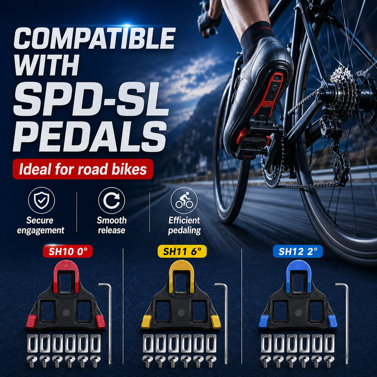 Road Bike Cleats 1 Pair Cycling Shoe Cleats Pedal Cleat Set for Shimano SPD-SL Ultegra SH11 SH10 SH12 Bicycle Road Cycling Shoes