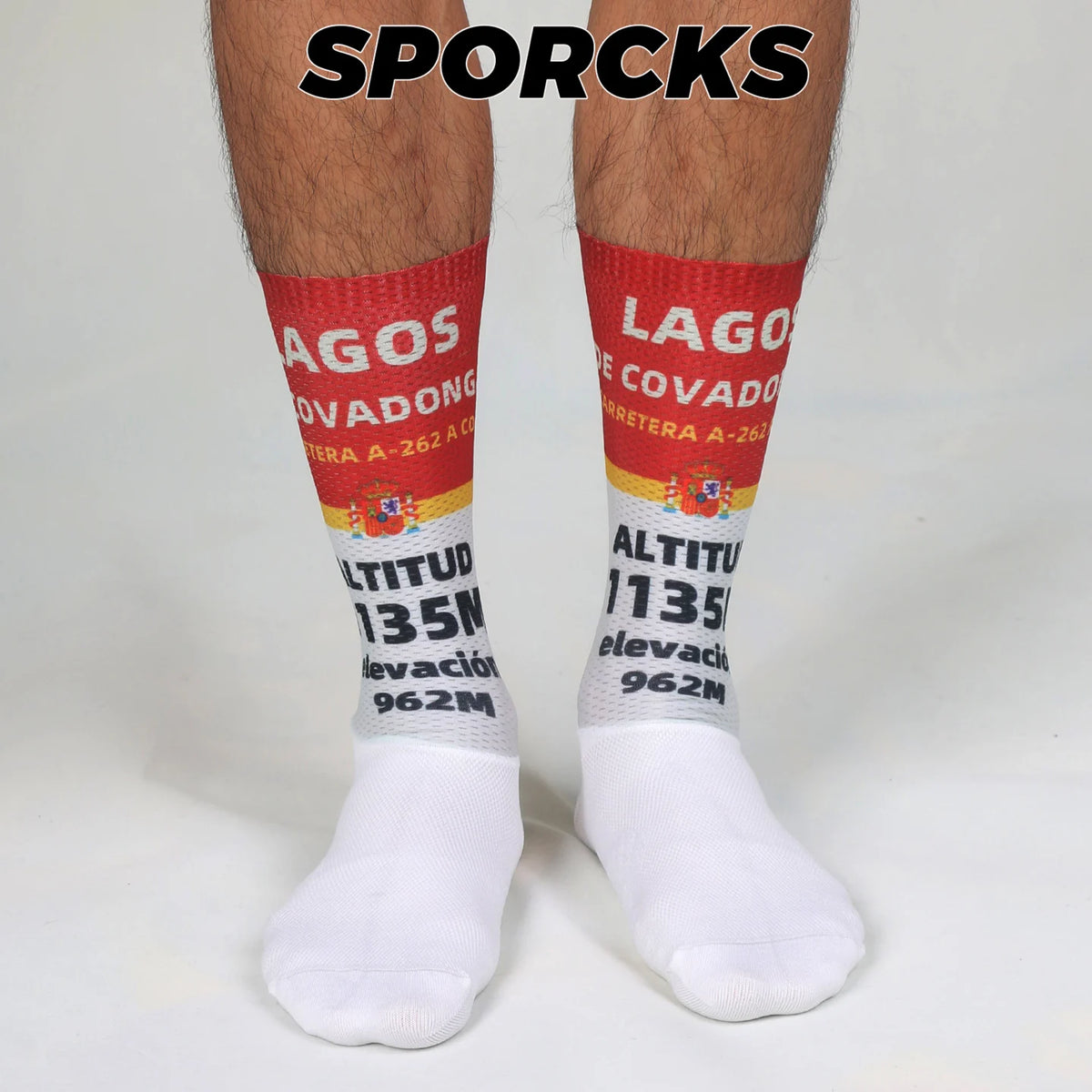 Cycling Socks with Spanish Road Sign Design Aero Aerodynamic Socks Road Bike Compression Socks Team Breathable Sweat-Absorbing Wear-Resistant Men's and Women's Mid-Calf Sr-14A