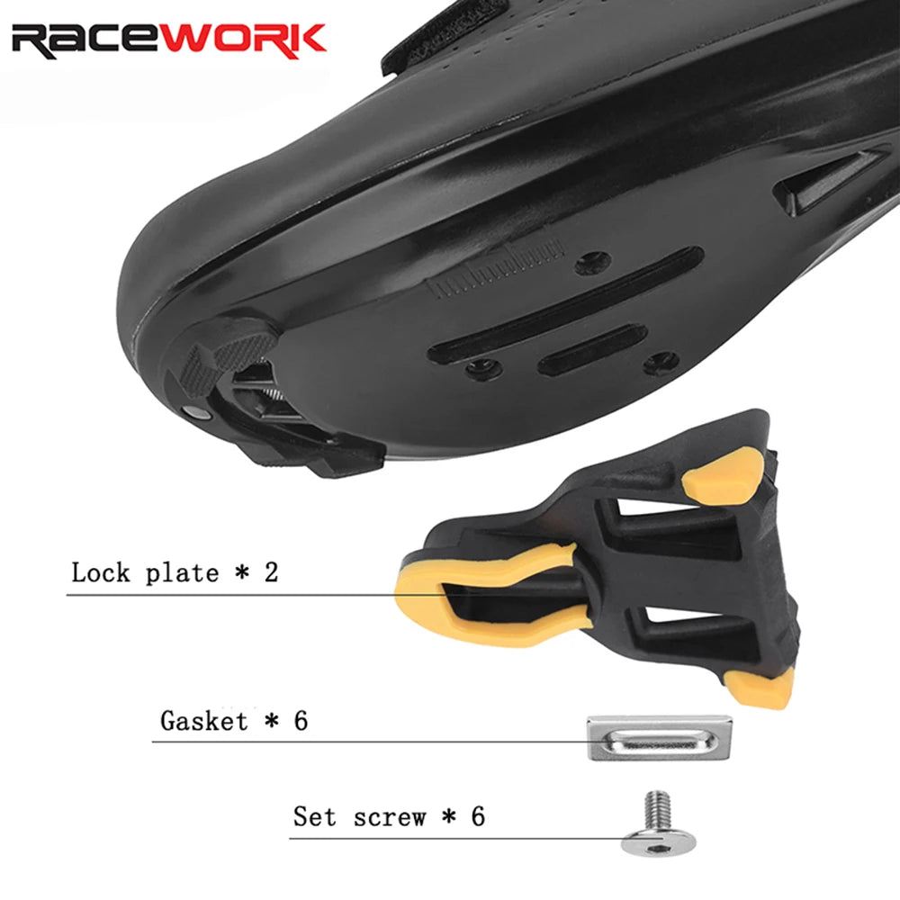 RACEWORK Road Bike Pedal Nylon Bicycle Locking Pedals Cycling Bearing Cleats Clipless Pedal For SPD SL System With Locking Plate