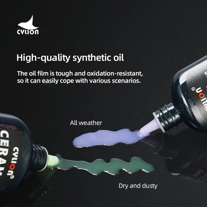 Cylion 120ml Bicycle Chain Lube All Weather/Ceramic Dry Lube Bike Lubricant Fluid Long-Lasting Cycling Lube Maintenance Oil