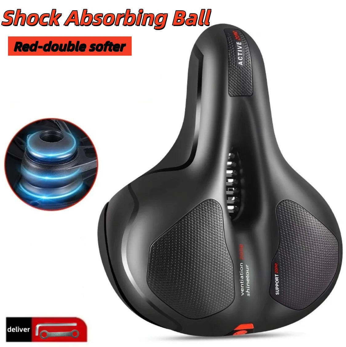 Bicycle seat with shock absorption function, ergonomic and comfortable cushion, suitable for daily cycling and traveling.