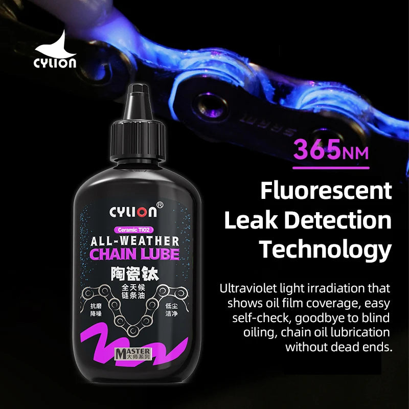 Cylion 120ml Bicycle Chain Lube All Weather/Ceramic Dry Lube Bike Lubricant Fluid Long-Lasting Cycling Lube Maintenance Oil