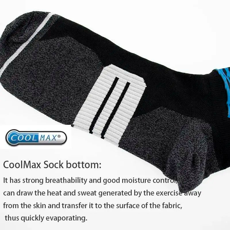 Cycling Crew Socks Men Women, Fun Cartoon & Geometric Patterns, Breathable Moisture-Wicking Anti-Slip Bike Riding Socks