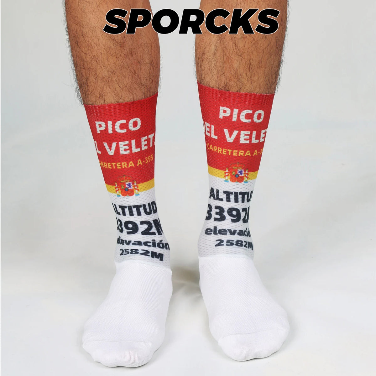 Cycling Socks with Spanish Road Sign Design Aero Aerodynamic Socks Road Bike Compression Socks Team Breathable Sweat-Absorbing Wear-Resistant Men's and Women's Mid-Calf Sr-14A