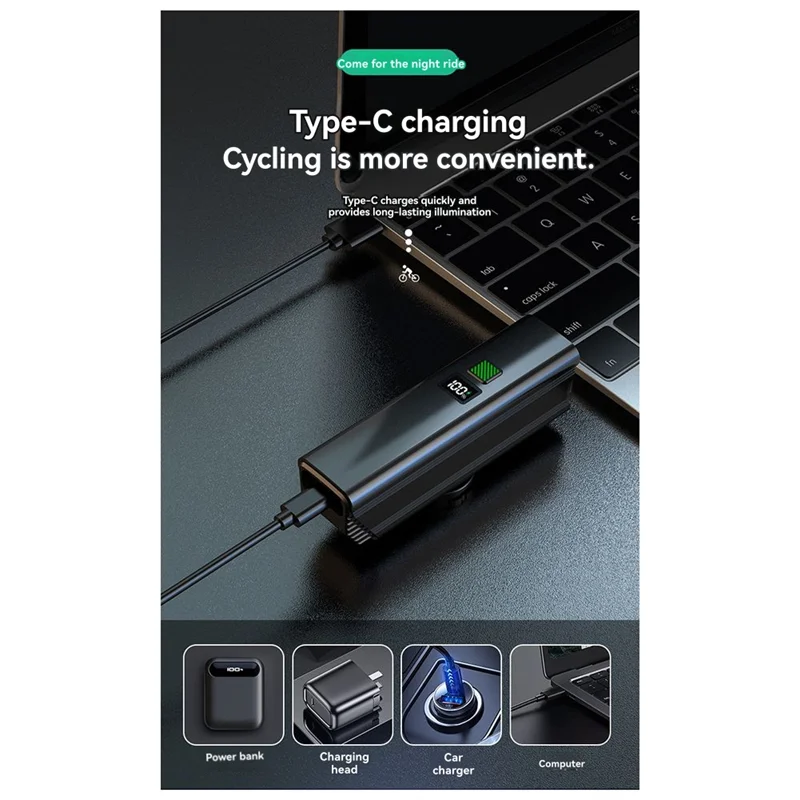 Cycling Lights Night Riding Lights With High And Low  Switch 800 Lumens USB-C Charging For Cyclists And Commuters-[A49T]