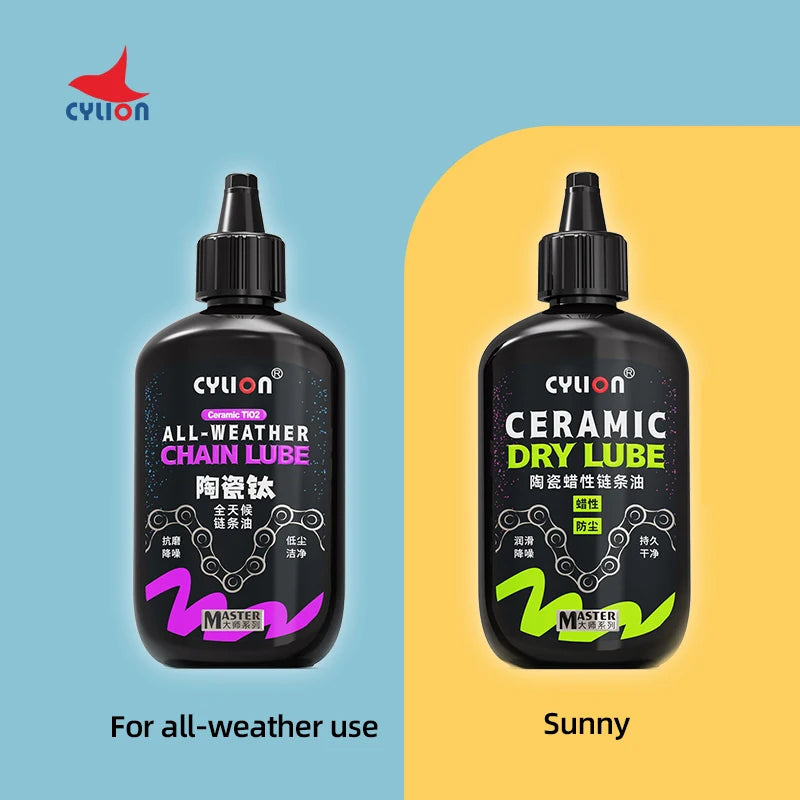 Cylion 120ml Bicycle Chain Lube All Weather/Ceramic Dry Lube Bike Lubricant Fluid Long-Lasting Cycling Lube Maintenance Oil